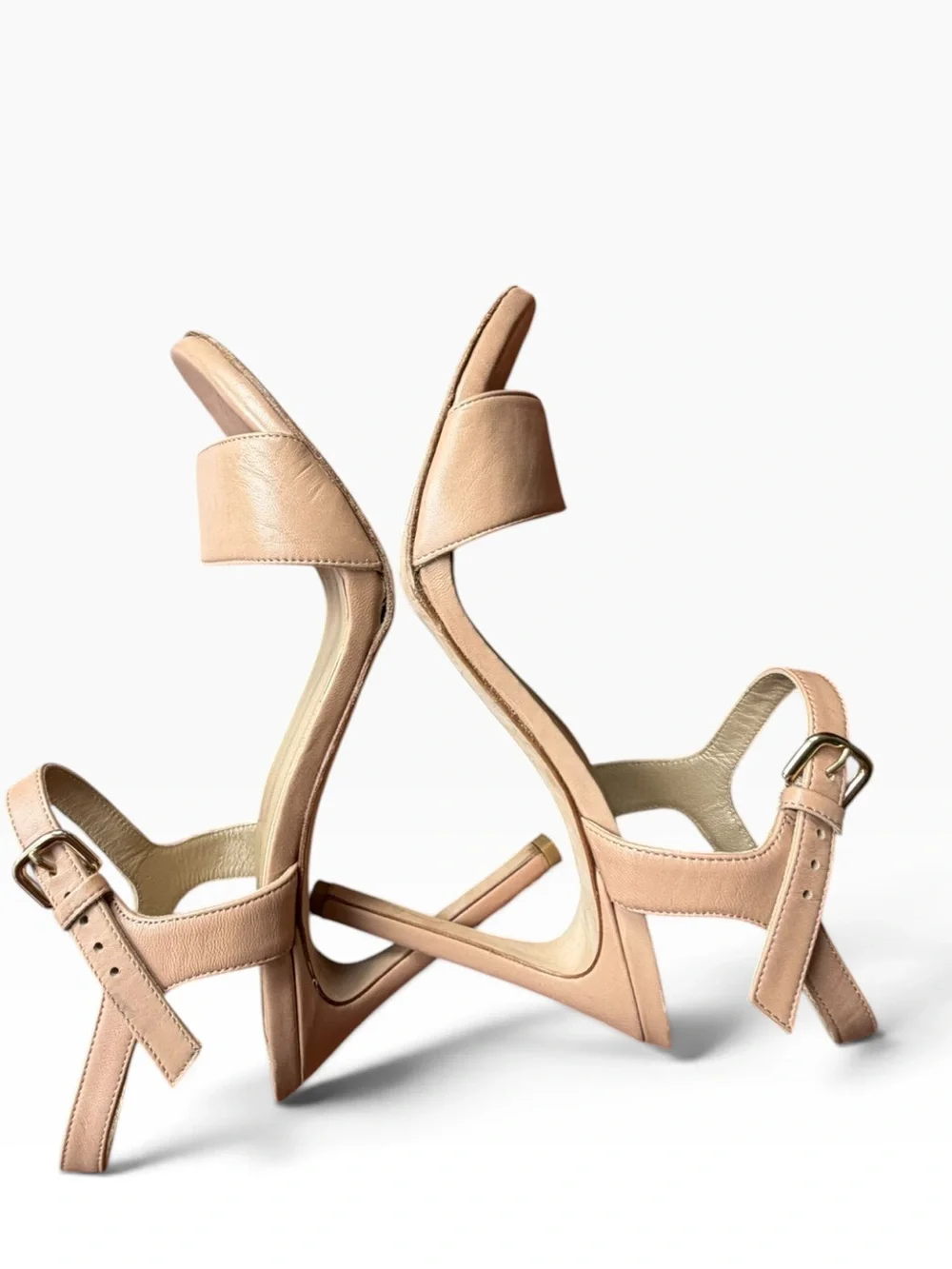 Stuart Weitzman Nude Leather Stiletto Sandals Size 10